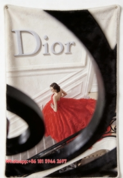 Dior Red Gown Staircase Flannel Throw Blanket D152